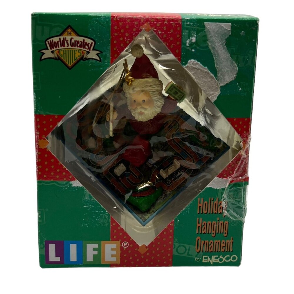 ENESCO World's Greatest Board Games Life Christmas Tree Ornament Santa 1997 Box